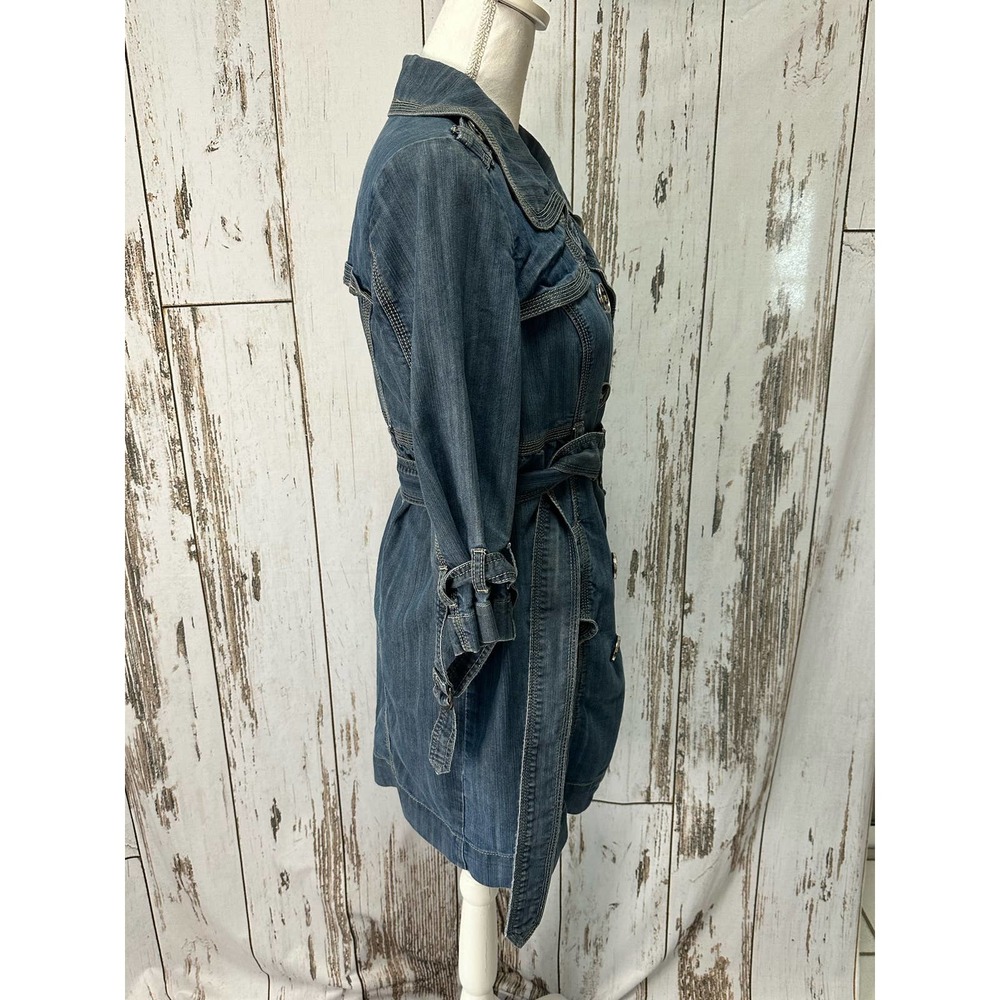 Christopher Banks Long Double Breasted Jean Jacket - Picture 2 of 4